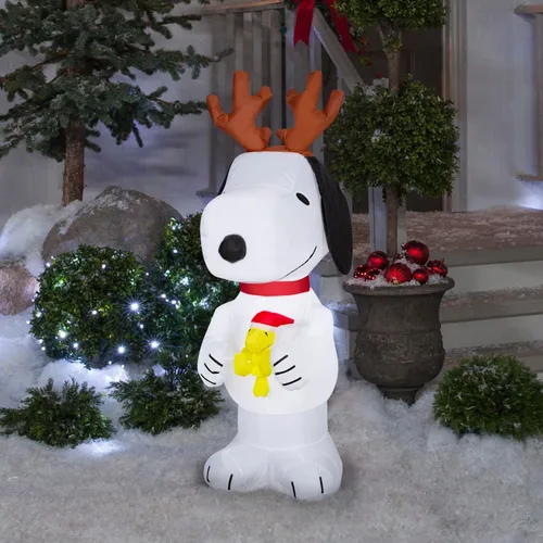 Vista 2 de Gemmy Christmas - Snoopy inflable y Woodstock, 4 pies de alto, multicolor