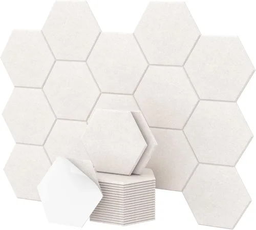Vista 19 de Paquete de 12 paneles acústicos hexagonales de alta densidad, paneles de pared insonorizados TONOR de 12"x 10"x 0.4", paneles de absorción de sonido