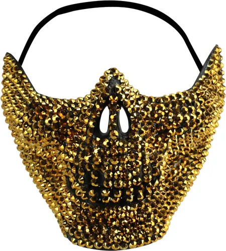 Vista 15 de Trendy Apparel Shop Accesorio de disfraz de media máscara de calavera con diamantes de imitación