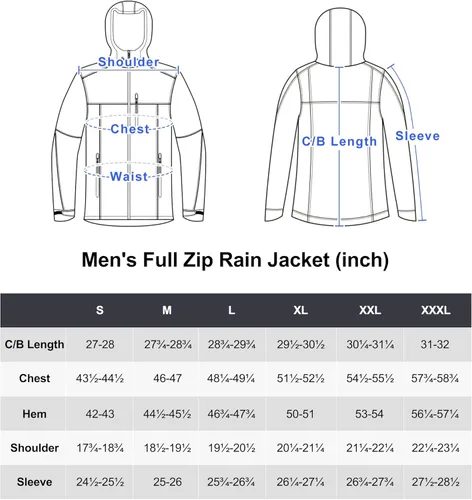 Vista 7 de Little Donkey Andy Chaqueta impermeable para hombre, ligera, cortavientos con capucha para golf, senderismo, UPF 30
