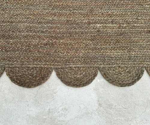 Vista 7 de Alfombra de Área de Yute Festoneada Alfombra de Yute Boho Alfombra Costera Festoneada, Gris Pardo Oscuro 2'x3' Gris topo oscuro