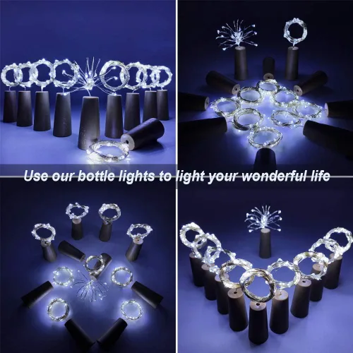 Vista 5 de MUMUXI Luces de Botella de Vino con Interruptor de Corcho [Paquete de 10] Luces de Botella de 20 LED de 3.3 pies Fáciles de Usar Luces de Corcho
