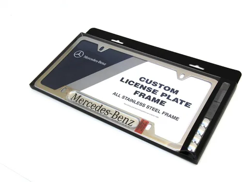 Vista 2 de Mercedes Benz Auténtico Q6880086 - Marco pulido de placa de licencia de acero inoxidable