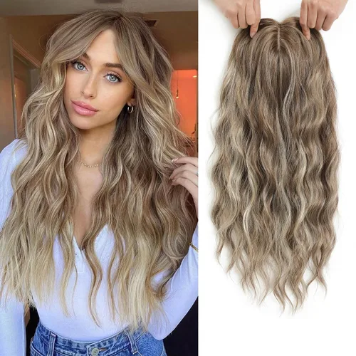 Vista 21 de PANEWAY Toppers de pelo de 7 x 7 pulgadas para mujeres con cabello fino, pelucas de 20 pulgadas para mujer, 1B