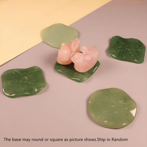 Vista 3 de Figura de cristal de cuarzo rosa con patos mandarinos en aventurina verde, figura de hoja de loto, regalos para el día de San Valentín