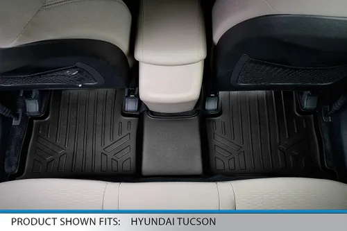 Vista 4 de SMARTLINER Juego de alfombrillas de 2 filas para todo tipo de clima, compatibles con Hyundai Tucson 2019-2021