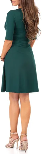 Vista 4 de Mother Bee Maternity - Vestido de maternidad de media manga, diseño cruzado de imitación con lazo frontal