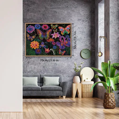Vista 6 de Colorful Flower Butterfly Neon Art Jigsaw Puzzles 1000 Pieces for Adults