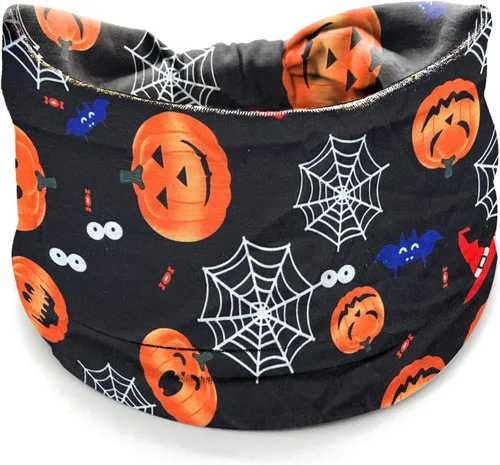 Vista 5 de TailaiMei 4 diademas de Halloween para mujer, turbante ancho para disfraz, banda para el pelo de esqueleto de tela de araña de calabaza