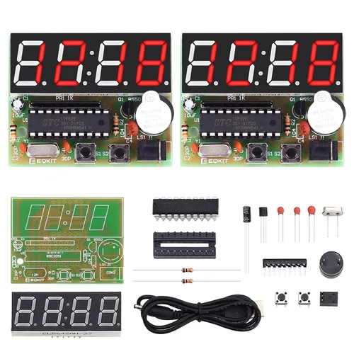 Vista 11 de MiOYOOW Kits de reloj digital de 4 dígitos con PCB, kit de proyecto de soldadura de reloj de alarma DIY para aprender soldadura electrónica