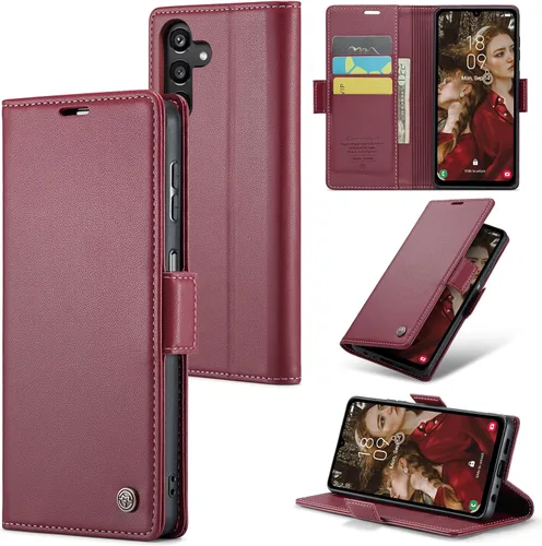 Vista 14 de Funda compatible con Samsung Galaxy A14 con tarjetero y función atril, funda protectora de piel para Galaxy A14 5G de 6.6 pulgadas (negro)