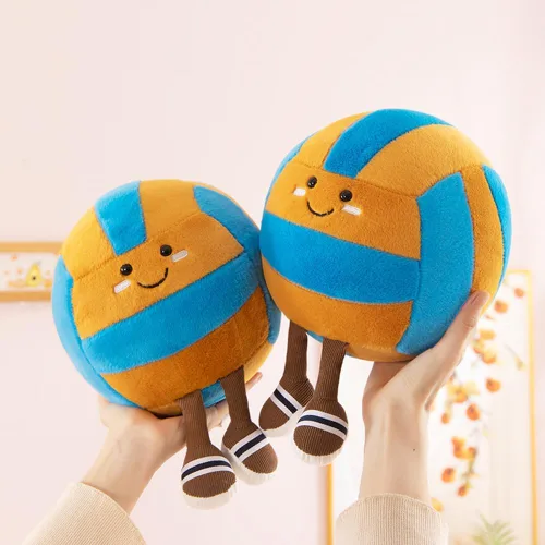 Vista 4 de Juguetes de peluche de voleibol de 12 pulgadas, bolas de felpa deportivas suaves y divertidas, juguetes de muñeca de fútbol americano con pies