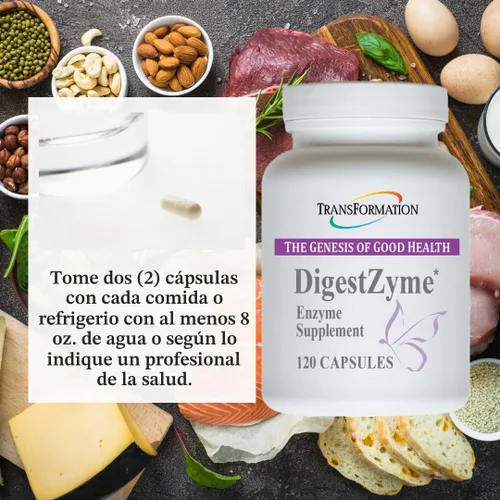 Vista 2 de TRANSFORMATION LA GÉNESIS DE LA BUENA SALUD Enzimas DigestZyme Natural Fórmula Suplemento para la salud general de los niños, absorción