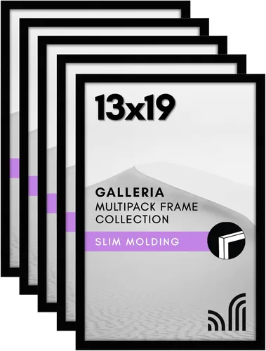 Vista 12 de Americanflat Portarretratos de 3 x 5 con plexiglás pulido, juego de 5 unidades, colección Galleria, marcos para mesa y pared, color negro