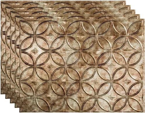 Vista 29 de FASÄDE Anillos Panel de Revestimiento Decorativo de Vinilo de 18 x 24 pulgadas en Bronce Argent (Paquete de 5)