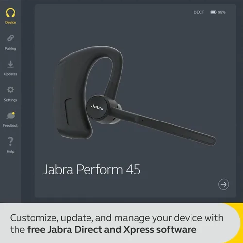 Vista 8 de Jabra Realiza 45 auriculares inalámbricos Bluetooth Push-to-Talk (PTT), micrófono con cancelación de ruido, funcionalidad Push-to-Talk, modo