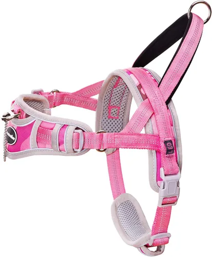 Vista 23 de ADVENTUREMORE Arnés para perro mediano - sin tirones, chaleco reflectante ajustable con asa de clip frontal para entrenamiento y caminata - Negro