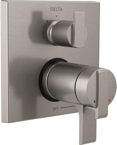 Vista 2 de DELTA FAUCET T27T867, cromo Ara Angular Modern TempAssure Serie 17T Moldura de válvula con desviador integrado de 3 ajustes