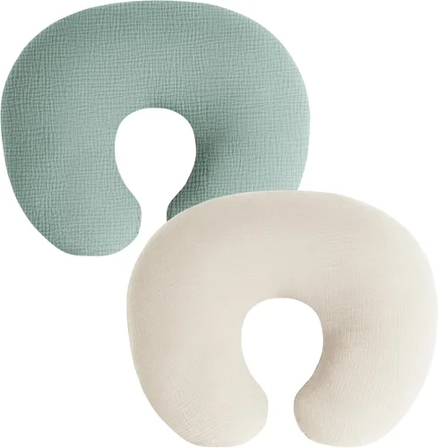 Vista 12 de Fundas de almohada de muselina de lactancia, paquete de 2, fundas suaves y adorables con cierre de cremallera, fundas 100% algodón para almohadas