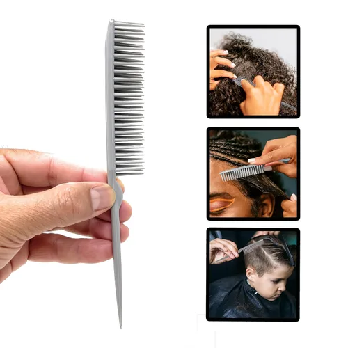 Vista 6 de Allegro Combs Peines de peluquería para peluquería de peluquería de 3 filas para cabello natural y pelucas para cabello rizado, fabricados