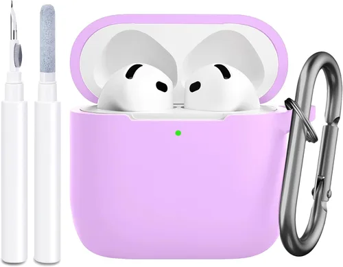 Vista 17 de Funda compatible con AirPods de 4ª generación, funda de silicona protectora suave con kit de limpieza, accesorios para Apple AirPods 4 Gen 2024, LED