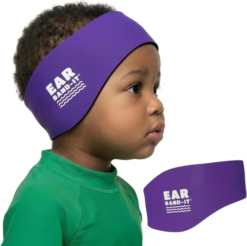 Vista 10 de Vinchas de natación EAR BAND-IT, tamaño PEQUEÑO (de°1°a°3°años), inventado por un médico. Mantiene el agua fuera y los tapones de oído en su lugar.