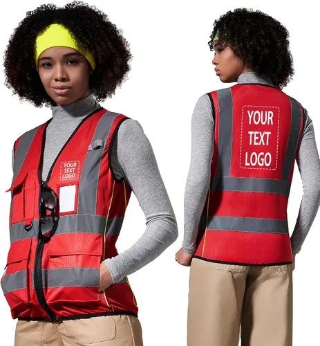 Vista 24 de A-SAFETY Chaleco de Seguridad Reflejante de Alta Visibilidad con Logo Personalizado (XS-8XL)