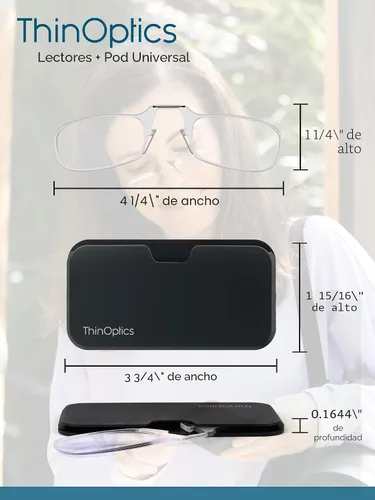 Vista 5 de ThinOptics unisex-adult Universal Pod Case and Readers Rectangular Reading Glasses