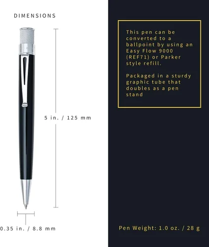 Vista 5 de Retro 51 Tornado™ Classic Lacquer Bolígrafo Rollerball - Negro