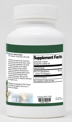 Vista 2 de Extracto de raíz de ñame silvestre (16% Diosgenin) - 450 mg (100 Cápsulas, ZIN: 514291)