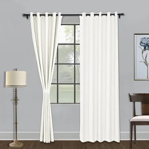 Vista 18 de Fcosie Cortinas opacas de 84 pulgadas de largo con textura de lino, con aislamiento térmico, con ojales en la parte superior con forro opaco blanco
