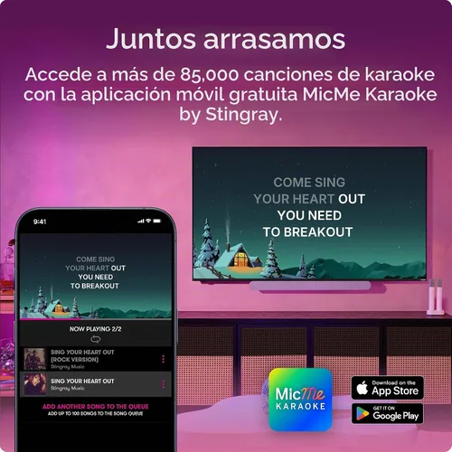 Vista 11 de VIZIO MicMe 2.1 Barra de sonido de karaoke, 2 micrófonos inalámbricos, subwoofer inalámbrico con Dolby Atmos, DTS:X, altavoz Bluetooth, compatible