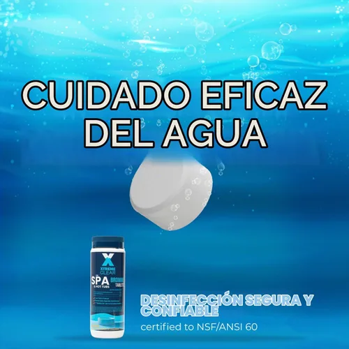 Vista 2 de Xtremeclear - Tabletas de bromo para spa y bañera de hidromasaje, botella de 1.5 libras, tabletas de 1 pulgada, desinfección de bajo olor, restaura
