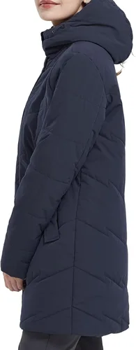Vista 3 de CAMEL CROWN Chaqueta de invierno para mujer con capucha cálida acolchada acolchada larga de algodón parka Camello