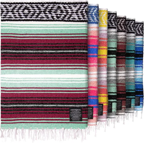 Vista 32 de Hydration Nation Auténtica manta mexicana extra grande (70 x 50 pulgadas), yoga tejida a mano, serape, falsa artesanal, playa, campamento, picnic