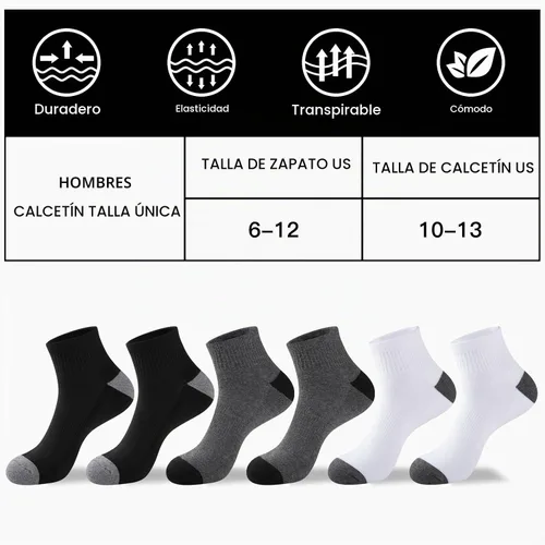 Vista 3 de COOVAN 12 pares de calcetines tobilleros acolchados para hombre, paquete de 12 unidades, de corte bajo, cómodos, transpirables, calcetines casuales