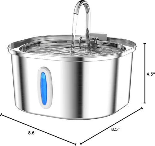 Vista 10 de PEKTACO Fuente de Agua para Gatos de Acero Inoxidable, Dispensador de Agua para Gatos de 3.2L/108oz con Bomba de Agua Ultra Silenciosa y Ventana
