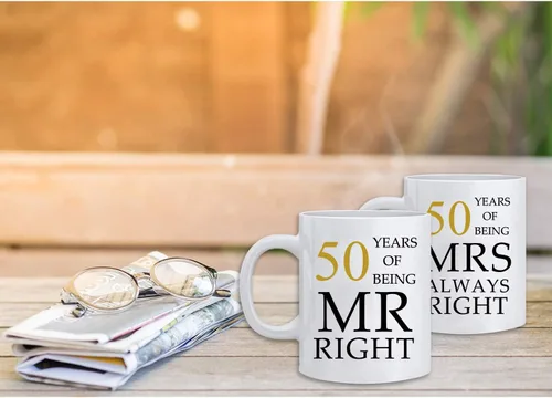 Vista 3 de Kwieema 50 aniversario de boda para parejas, 50 aniversario dorado para padres, 50 aniversario de boda, tazas de café, abuelos, parejas, taza