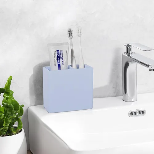 Vista 2 de Soporte para cepillo de dientes de diatomita, organizador de pasta de Azul
