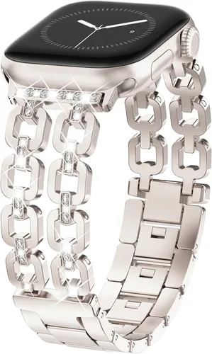 Vista 18 de WINGLE for Apple Watch Band Women 38mm 40mm 41mm 42mm 44mm 45mm 46mm 49mm Series 11 10 9 8 7 6 5 4 3 2 1 SE 3/2/1, Dressy Band Stainless Steel Chain