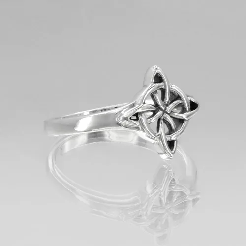 Vista 3 de Anillo de plata esterlina con nudo de brujas Wiccan cuaternario celta (tallas 4-15)