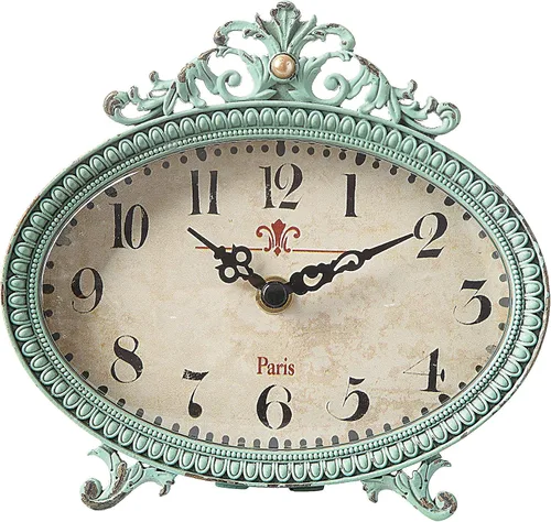 Vista 10 de Creative Co-Op Reloj de repisa de peltre envejecido verde