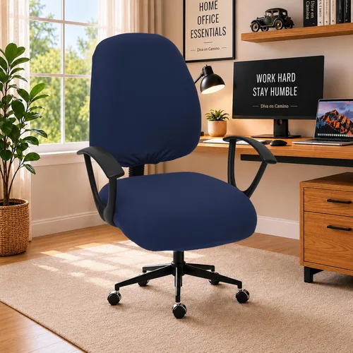 Vista 70 de Fundas elásticas resistentes al agua para sillas de computadora - Protectores lavables para respaldo giratorio y asiento para mascotas - Negro