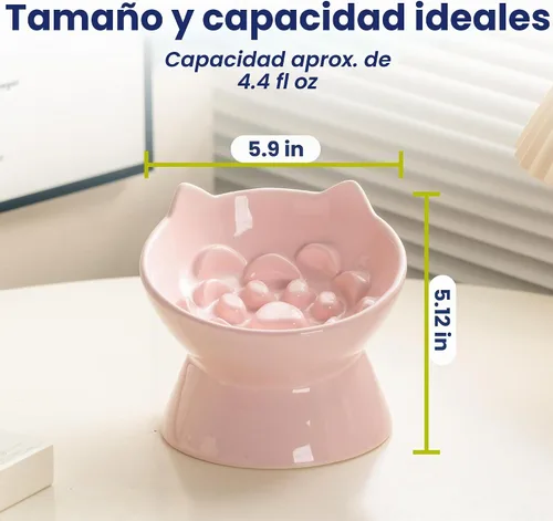 Vista 9 de PawsPik Lynx - Cuenco elevado de cerámica para perros y gatos, color rosa Quartz rosa