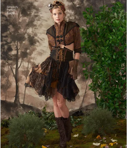 Vista 6 de Simplicity 8409 - Disfraz steampunk occidental para mujer, patrón de costura para cosplay, tallas 6-14