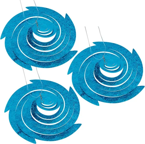 Vista 7 de Hausse Reflectores espirales repelentes de pájaros azules de Mylar giratorios, dispositivo reflectante colgante para disuadir aves, decorativo