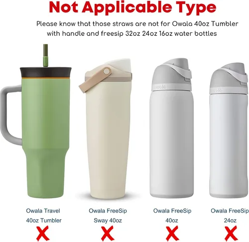Vista 4 de ALINK Pajitas de acero inoxidable para botella de agua Owala FreeSip Sway de 30 onzas, paquete de 6 popotes de repuesto de metal reutilizables solo