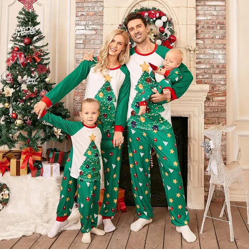 Vista 2 de Mumetaz Pijamas de Navidad para la familia, conjunto de árbol a cuadros, muñeco de nieve, rayas, reno, Papá Noel, pijamas para mujer y hombre, ropa