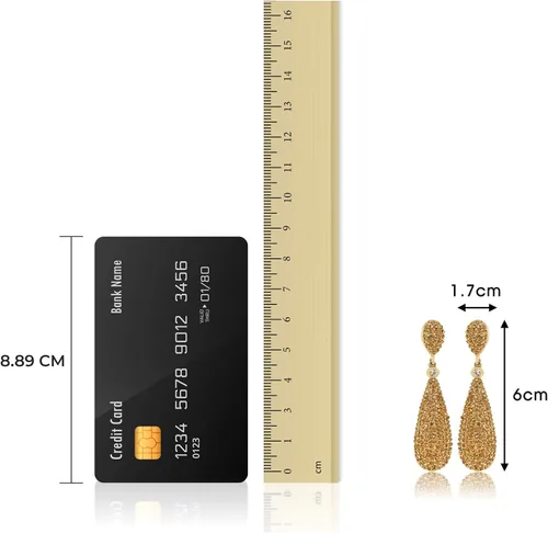 Vista 5 de Moonstruck Joyería de disfraces Pendientes colgantes dorados con diamantes de champán para mujer