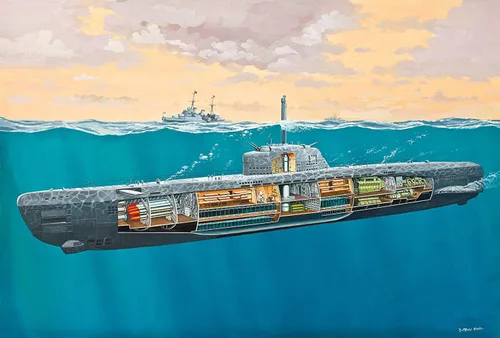 Vista 2 de Revell Germany, juego de modelo de submarino 05078 1/144 tipo XXI con interior RVL05078